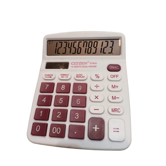 Reet- Basic Electronic Calculator 12 Digit Display (Brown) | Calculates Products Division
