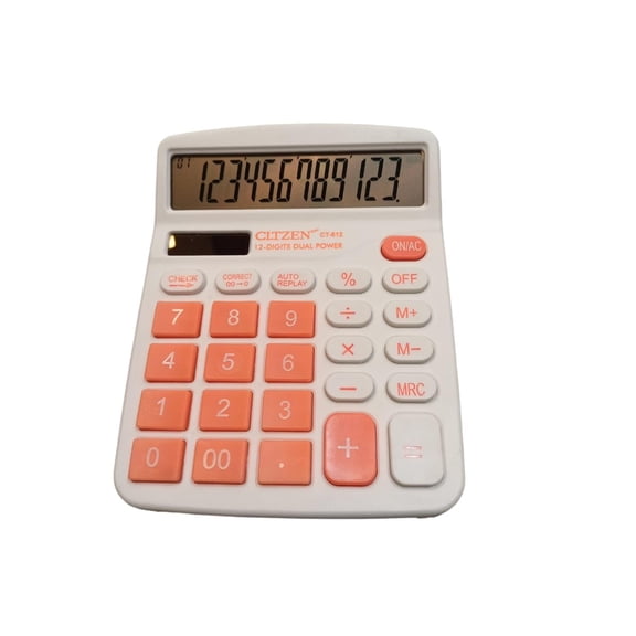 Reet- Basic Electronic Calculator 12 Digit Display (Orange) | Calculates Products Division
