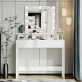 Reettic Vanity Table Set, Lighted Mirror, Makeup Desk, 2 Storage