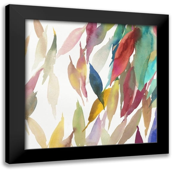 Reeves, Tom 12x12 Black Modern Framed Museum Art Print Titled - Fallen Colorful Leaves II