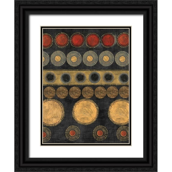 Reeves, Tom 12x14 Black Ornate Wood Framed with Double Matting Museum Art Print Titled - Gold Rings II