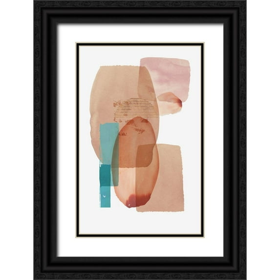 Reeves, Tom 13x18 Black Ornate Wood Framed with Double Matting Museum Art Print Titled - Pink Colour Blocks II