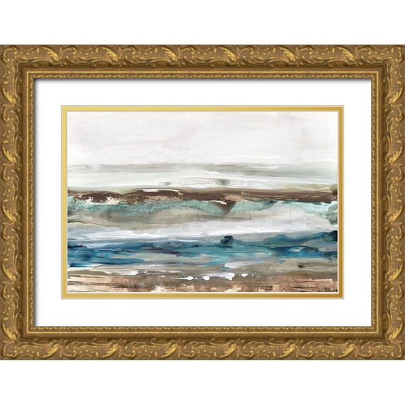 Reeves, Tom 18x13 Gold Ornate Wood Framed with Double Matting Museum Art Print Titled - Waves Crashes