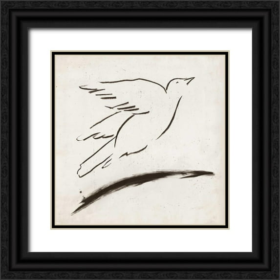 Reeves, Tom 20x20 Black Ornate Wood Framed with Double Matting Museum Art Print Titled - Bird II