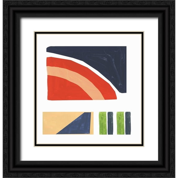 Reeves, Tom 20x21 Black Ornate Wood Framed with Double Matting Museum Art Print Titled - Geometric Games I