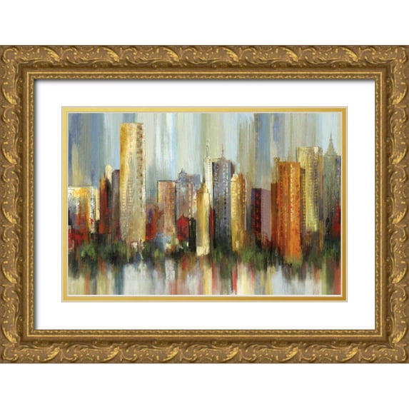 Reeves, Tom 24x17 Gold Ornate Wood Framed with Double Matting Museum Art Print Titled - Metropolis