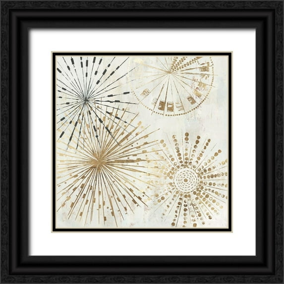 Reeves, Tom 26x26 Black Ornate Wood Framed with Double Matting Museum Art Print Titled - Golden Stars II