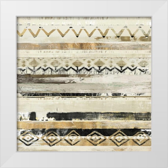 Reeves, Tom 26x26 White Modern Wood Framed Museum Art Print Titled - African Patchwork II
