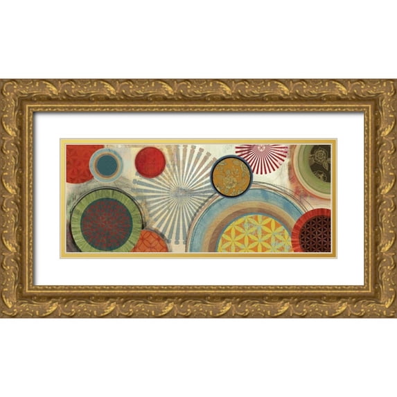 Reeves, Tom 32x15 Gold Ornate Wood Framed with Double Matting Museum Art Print Titled - Commotion II - Mini