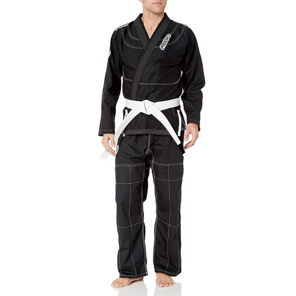 Reevo Guard Ultralight BJJ Gi for Adults with White Belt - Black/A3
