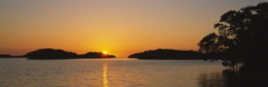 Refection of sun in water Everglades National Park Miami Florida USA Canvas Art - Panoramic Images (36 x 12)