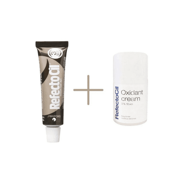 RefectoCil Eyebrow and Eyelash Dye No:3.1 Light Brown 15 ml + RefectoCil 3% 10 vol. Cream Oxidant 100 ml