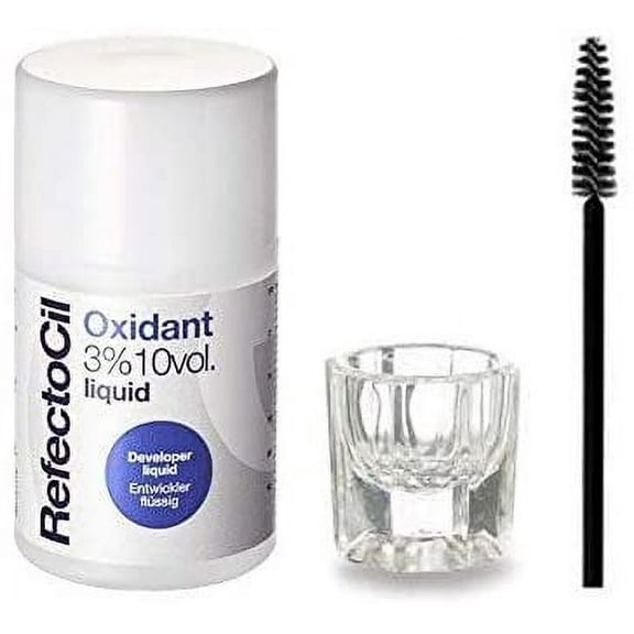 RefectoCil Liquid Oxidant 3% 10 VOL 3.38 oz + Mixing Dish & Mascara Brush