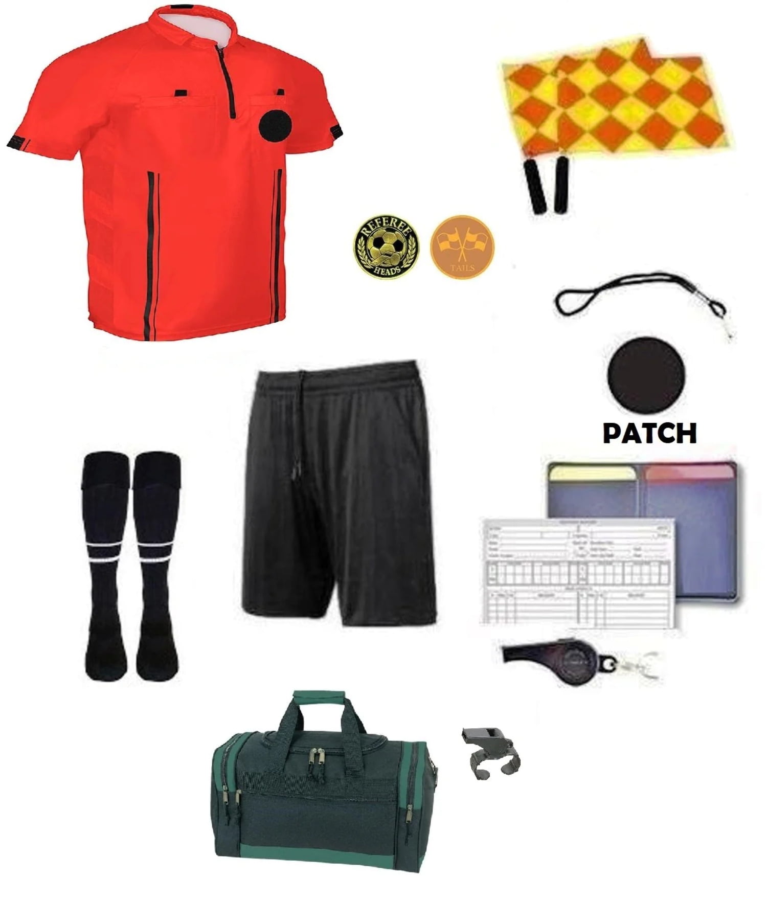 Referee 12 Pcs Soccer Package Kit Men Costume Ref Shirt Linesman Flags