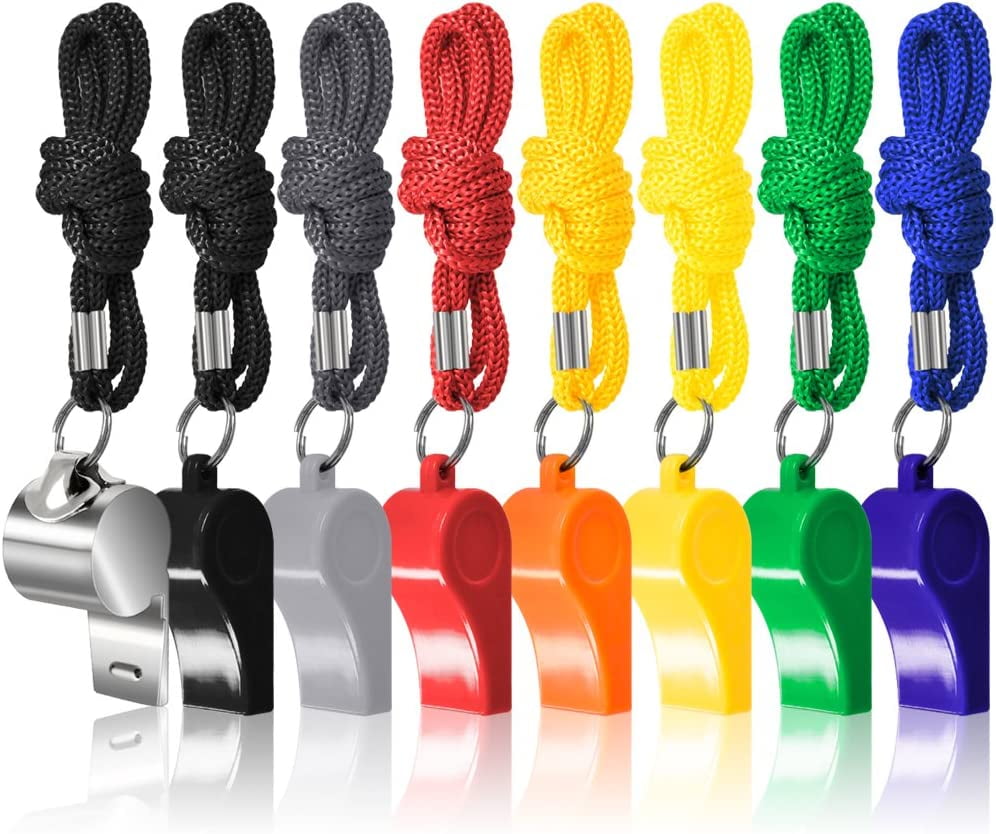 Referee Whistles with Lanyards,Sports Outdoors Colorful Plastic and