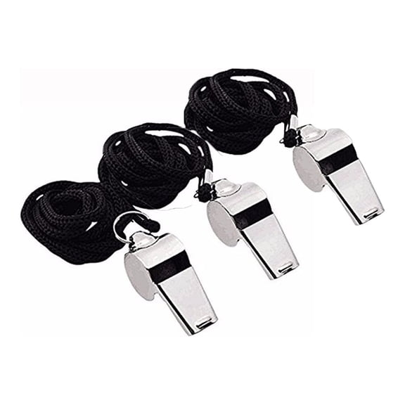 Referee and Scorekeeping Metal Referee Whistle Stainless Steel Extra Whistle with Lanyard for School Sports Soccer Football Basketball 3Pc