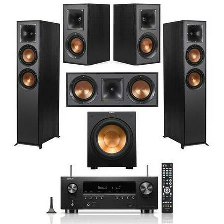 Klipsch Reference 5.1 Home Theater System, 2x R-625FA Speaker, TX-NR696 Receiver, Black