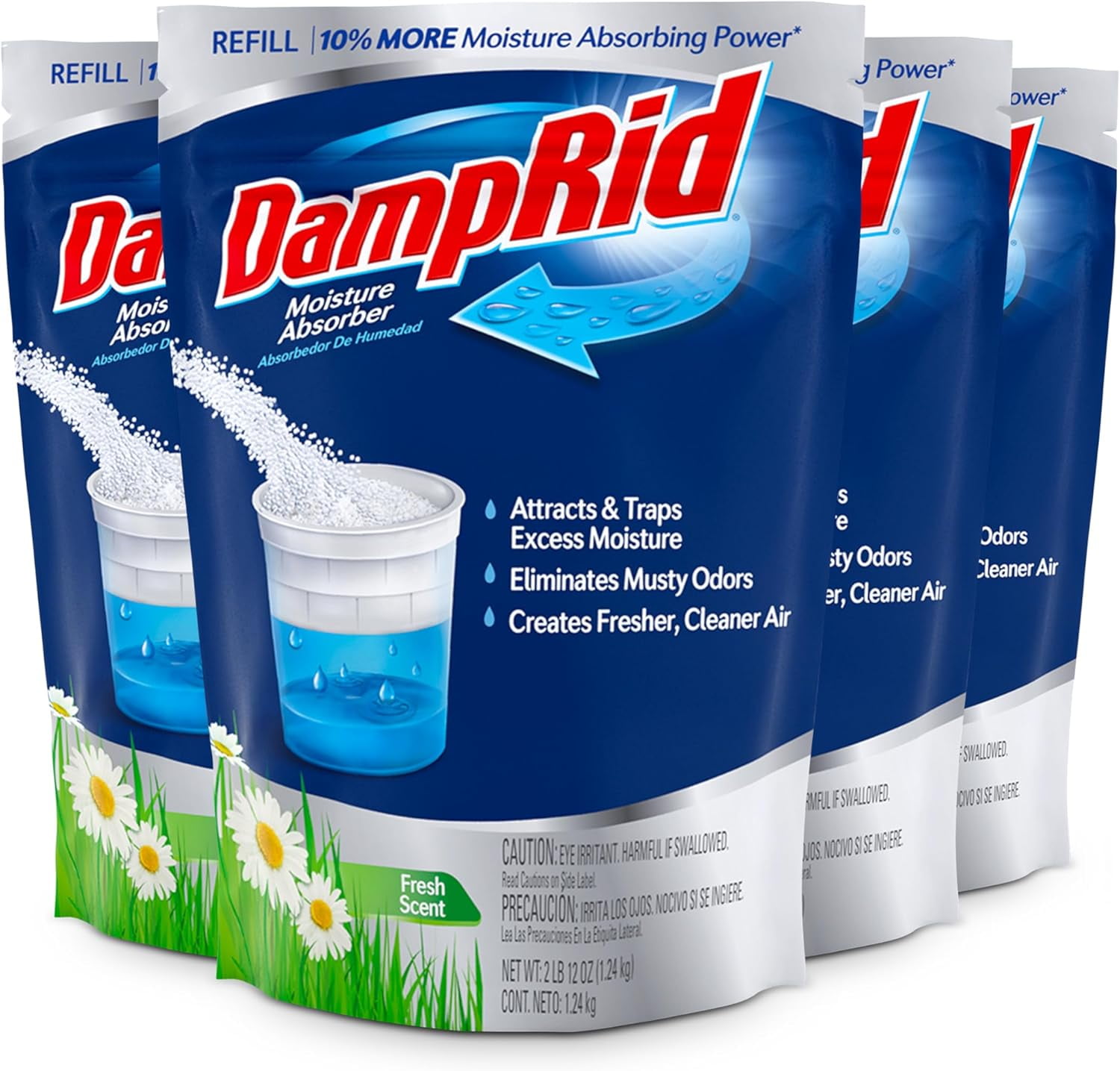 Refill Bag, 44 oz, 4-Pack - Fresh Scent Moisture Absorbers for Rooms with Excess Humidity, Long-Lasting, Eliminates Musty Odors and Creates Fresher Air