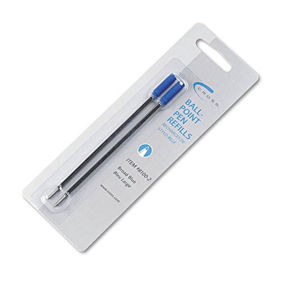 Refill For Cross Ballpoint Pens, Broad Point, Blue Ink, 2-Pack