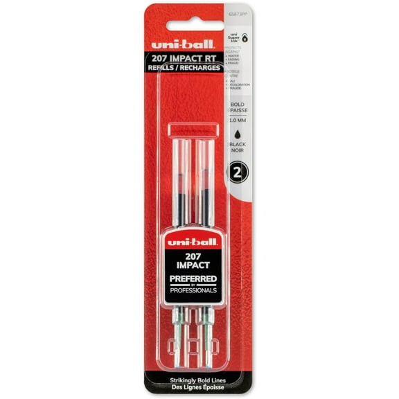 "Refill For Gel 207 Impact Rt Roller Ball Pens, Bold Conical Tip, Black Ink, 2/pack | Bundle of 5 Packs"