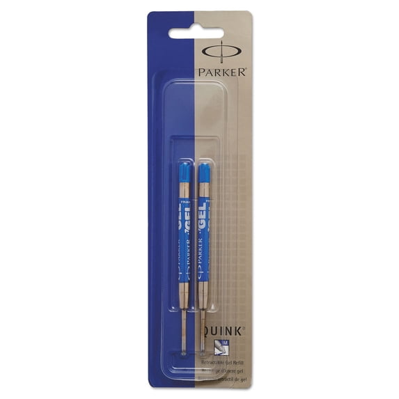 Refill For Parker Retractable Gel Ink Roller Ball Pens, Medium Conical Tip, Blue Ink, 2/pack | Bundle of 5 Packs