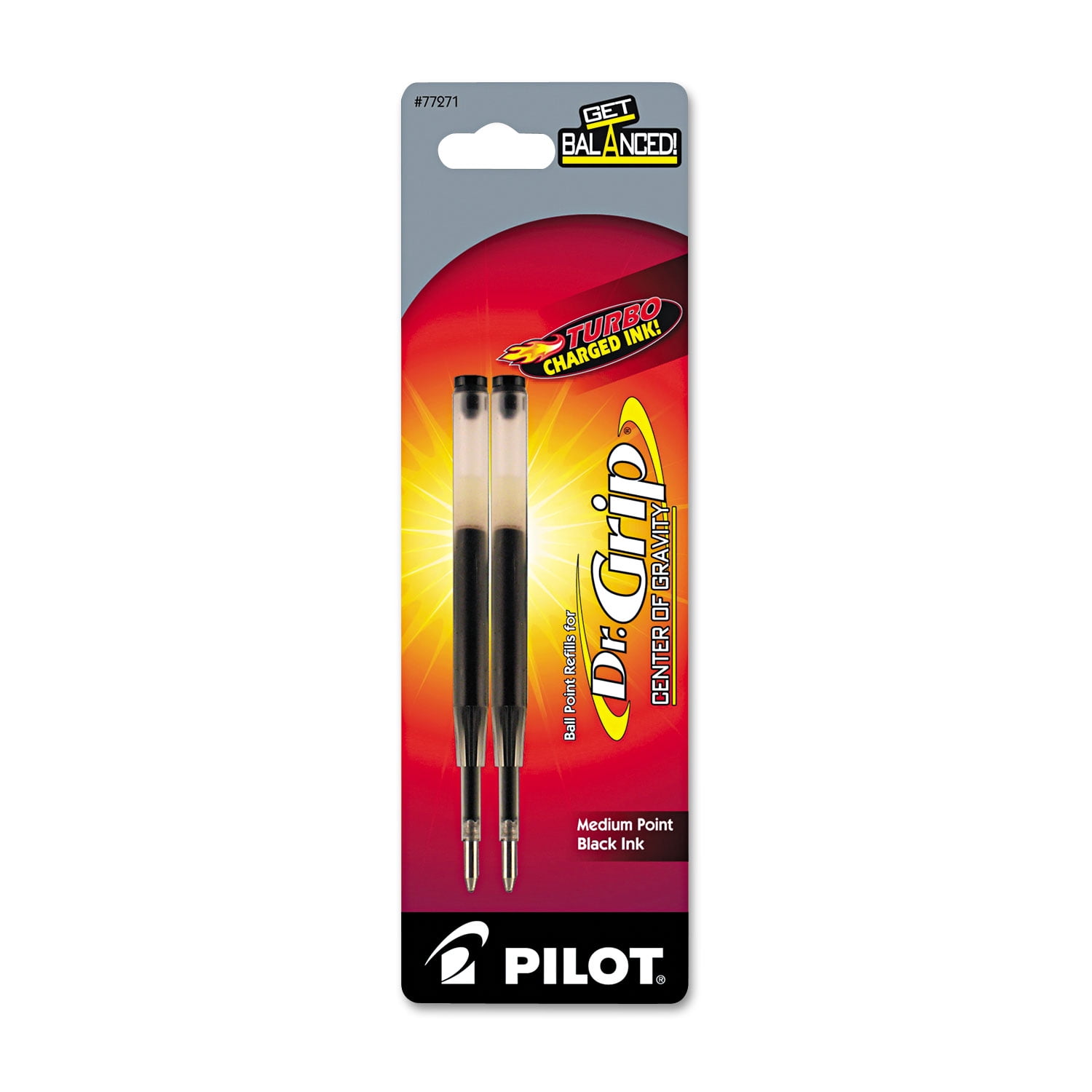 Refill For Pilot Dr. Grip Center Of Gravity Pens, Medium Point, Black Ink, 2/Pack