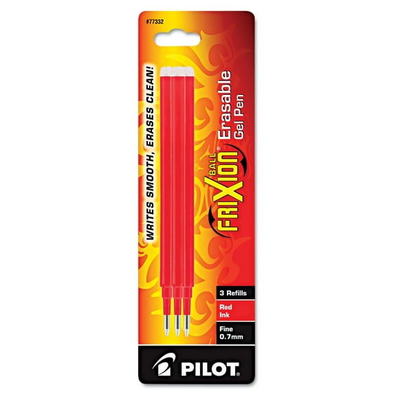 Refill For Pilot Frixion Erasable, Frixion Ball, Frixion Clicker And Frixion Lx Gel Ink Pens, Fine Tip, Red Ink, 3/pack | Bundle of 5 Packs