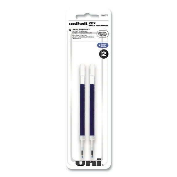 uni-ball 71207PP Medium Conical Tip Refill for Signo Gel 207 Pens - Blue Ink (2/Pack)