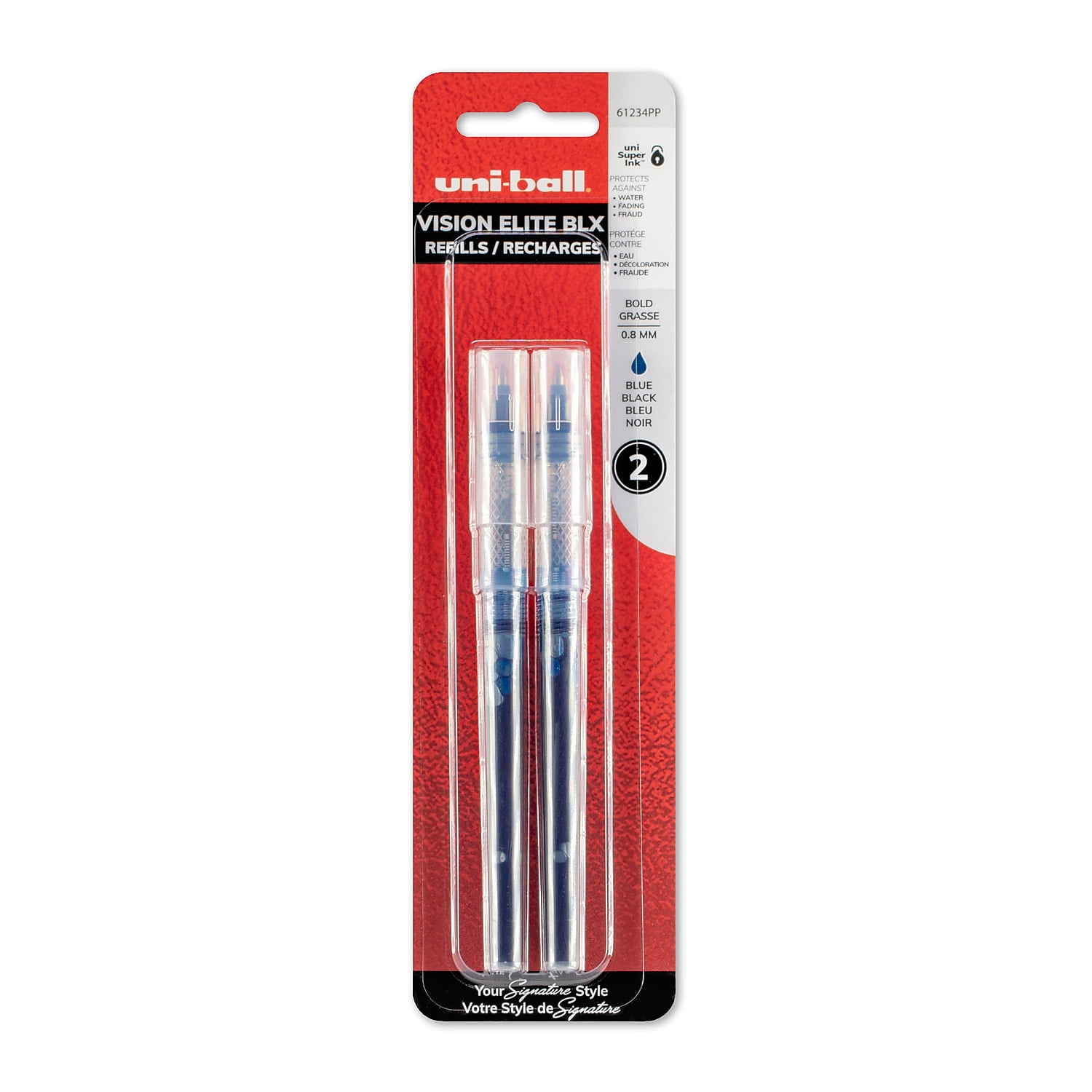Refill For Vision Elite Roller Ball Pens, Bold Conical Tip, Assorted Ink Colors, 2/pack | Bundle of 5 Packs