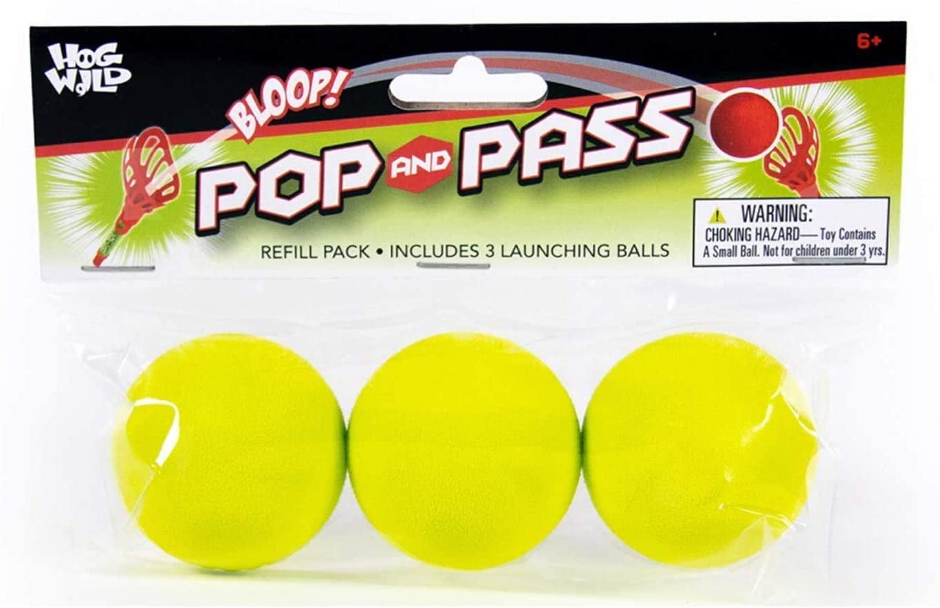 Refill Pack for Pop & Pass Outdoor Game - Includes 3 Soft Foam Balls for  Use with Pop & Pass Launchers