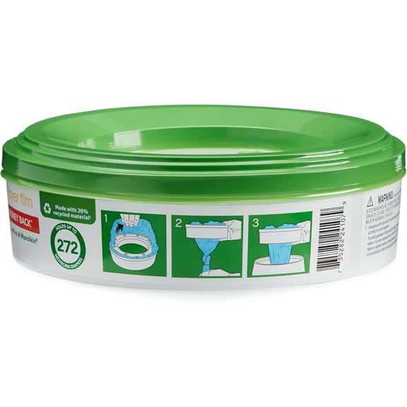  Refill Rings for Diaper Genie and Munchkin Diaper Pails, Holds up to 1,088 Newborn Diapers, 4 Pack