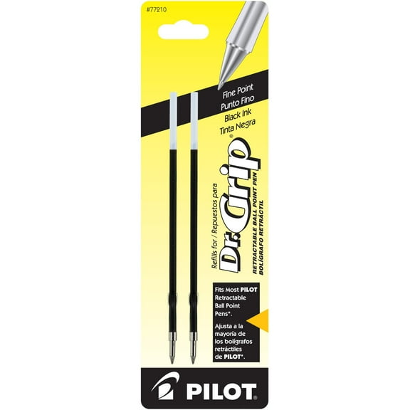 Refill for Dr. Easytouch, the Better, Rex Grip Begreen Ballpoint Pens, Fine Conical Tip, Black Ink, 2/Pack
