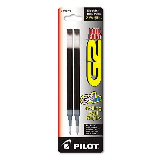 Refill For Pilot G2 Gel Ink Pens, Bold Point, Black Ink, 2/pack