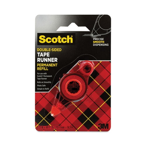 "Refill for the Redesigned Scotch 6055 Tape Runner Dispenser, 0.31"" x 49 ft, Dries Clear | Bundle of 2 Each"