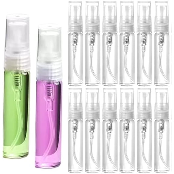 Refillable 5ml Mini Glass Spray Bottle, 10 Pcs Travel Size Perfume Atomizer for Refilling & Sampling, Empty Small Essential Oil Sprayer Containers, Leak Proof Mist Bottles for Travel