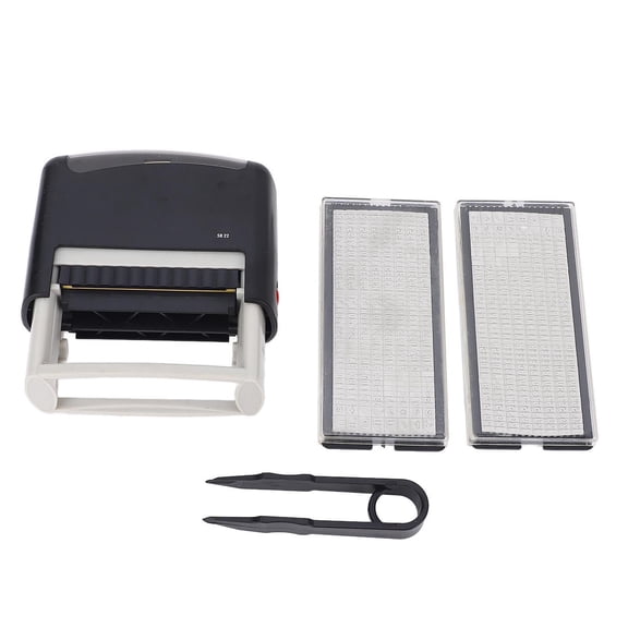 Refillable Automatic Stamper, 58x22MM, Date/Number/Symbol, Red Ink  Tweezers Included