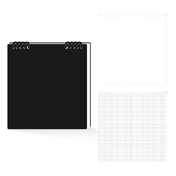 Refillable Binder Notebook 120 Pages Gridded Binder Journal Notebook for Notes Plans Mind Map, Noting, Daily Scheduling