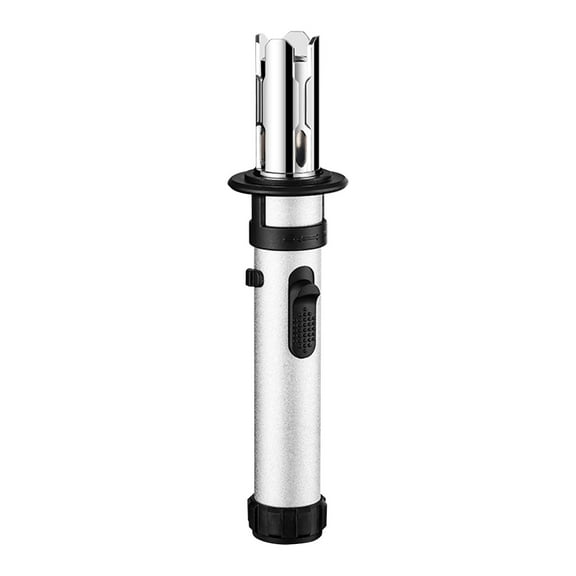 Refillable Butane Jet Lighter With Adjustable Flame 360 Degree Flexible Neck Silver 1 Count