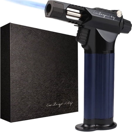 Refillable Butane Torch - The Beast Hand Held Blow Torch for Cooking, BBQ, Creme Brulee, Soldering, Welding, & Resin Art - Adjustable Flame with Ignition Lock - Black Blue by inZaynity