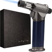 Refillable Butane Torch - The Beast Hand Held Blow Torch for Cooking, BBQ, Creme Brulee, Soldering, Welding, Resin Art - Adjustable Flame with Ignition Lock - Silver Blue by inZaynity