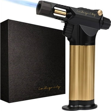 Refillable Butane Torch Gun - The Beast Hand Held Blow Torch for Cooking, BBQ, Creme Brulee, Soldering, Welding, & Resin Art - Adjustable Flame with Ignition Lock - Black Gold by inZaynity