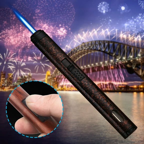 Refillable Butane Torch Lighter, Adjustable Flame for BBQ Kitchen Welding, 1300°C High-Temperature, Metal Body, Punch Ignition, Outdoor Camping Survival Gear