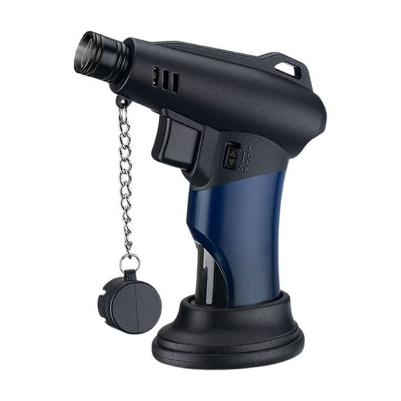 Refillable Butane Torch Lighter with Safe Lock and Electronic Piezo Ignition for Cooking, Grilling, Camping, Candles, and Outdoor Use, Strong Blue Flame Torch for Kitchen and Barbecue