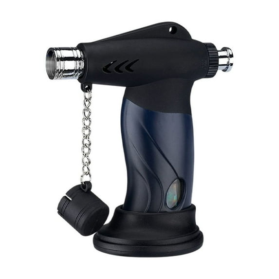 Refillable Butane Torch Lighter with Safe Lock, Electronic & Piezoelectric Ignition, Windproof Blue Flame for Cooking, Camping, BBQ, Indoor & Outdoor Use