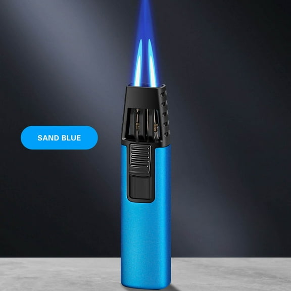 Refillable Butane Torch Lighter Windproof Straight Blue Flame, Powerful Turbine Jet Lighter for BBQ Baking Camping Soldering, Adjustable Culinary Blowtorch with Flame Control
