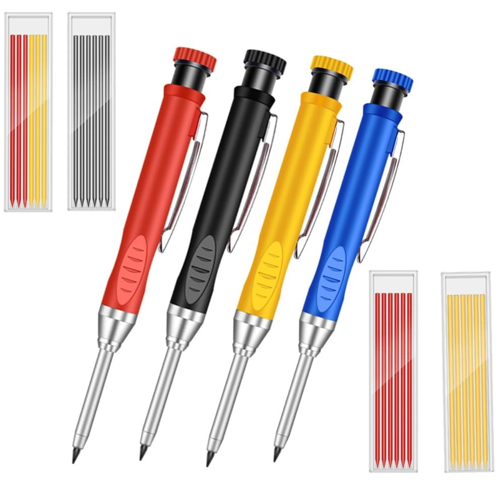 Refillable Carpenter Pencil Set Woodworking Marking Pen Deep Hole Marker High Precision Mechanical Pencil for Accurate Craftsmanship and Drafting Essential Tool