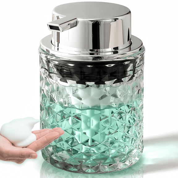 Refillable Clear Glass Foam Pump Bottle for Hand Soap, Dish Soap, Body Wash, Shampoo, Facial Cleanser & Baby Wash, Multiuse for Bathroom, Kitchen & Commercial Use
