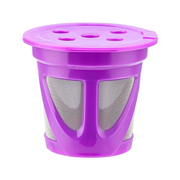 Refillable Coffee Filter Pod Stainless Steel Mesh Permanent K Cup Filter Washable Coffee Capsule For Home Restaurant(Purple-5.2Cm)