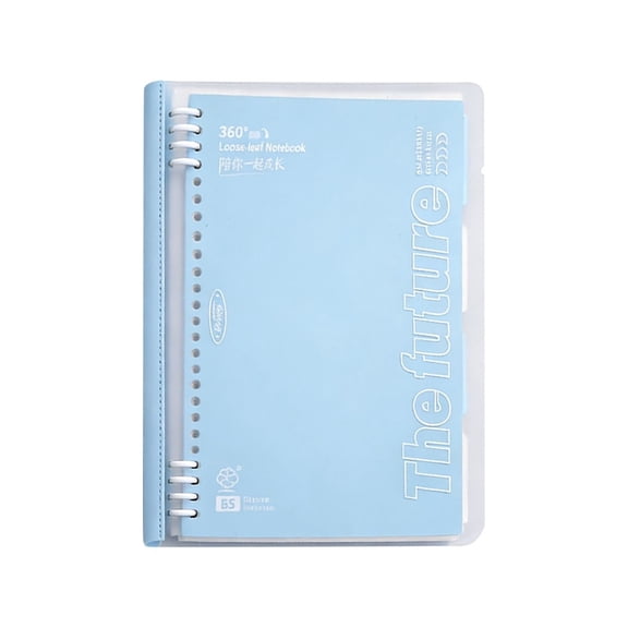 Refillable Diary Journal Notebook, 10.7x8.6 Inch B5 Ring Bound Binder, Flexible Clear Cover Loose Leaf Book for Work Task Organization, Pastel Blue, YDYB