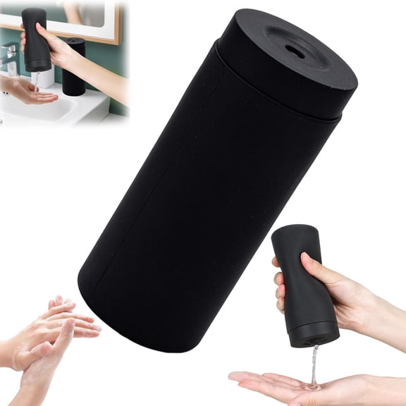 Refillable Dish Washing Liquid Dispenser, Dish Divided Bottle, Hand Soap Bottle Essential Oil Lotion Shampoo Container, Silicone Squeeze Bottle for Kitchen and Bathroom (Black)